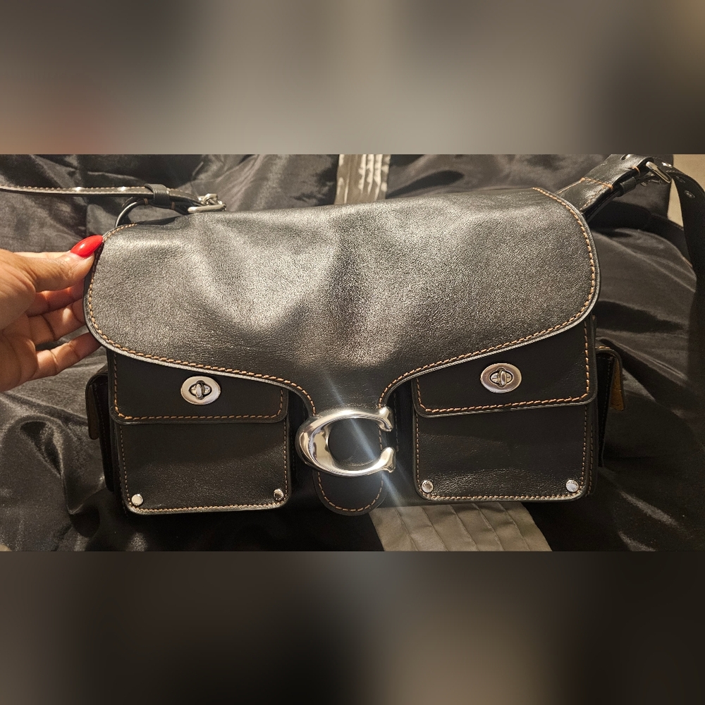 Coach Black Crossbody Bag with Silver Accents